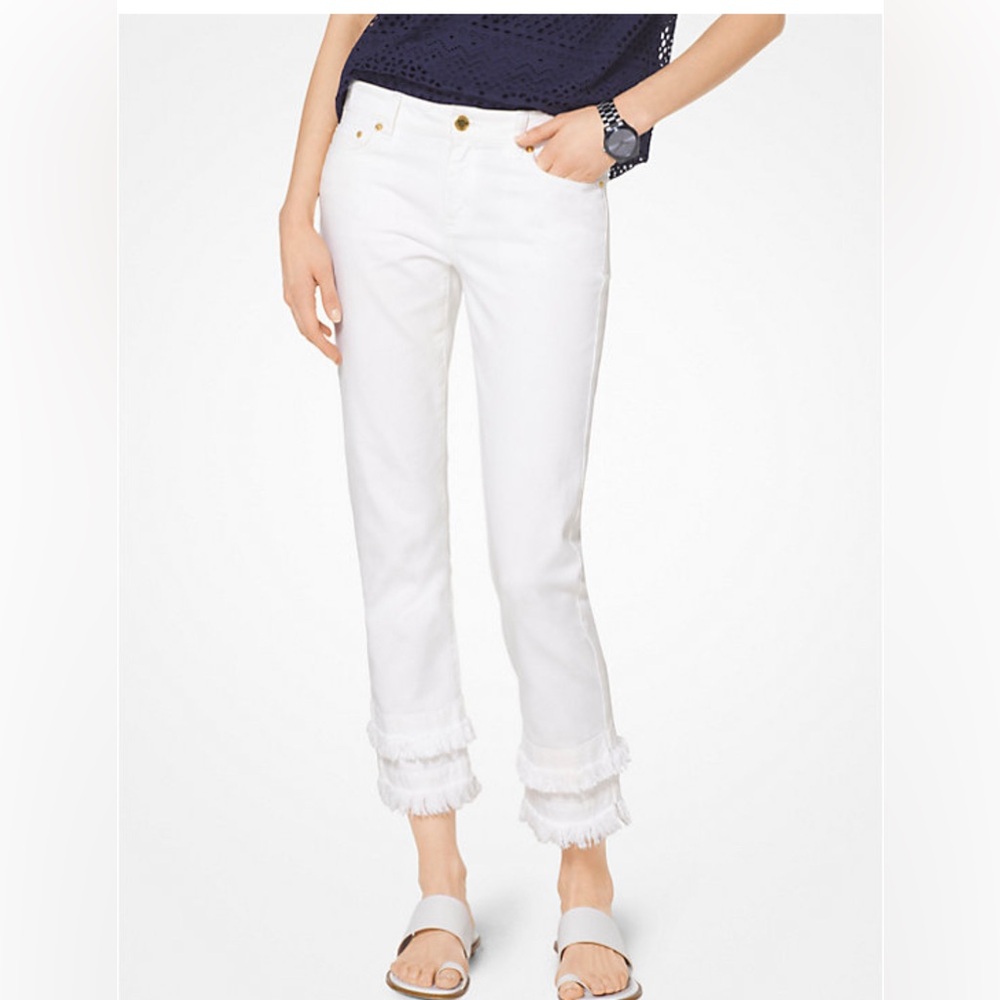 DG2 White Frayed Hem Women Jeans